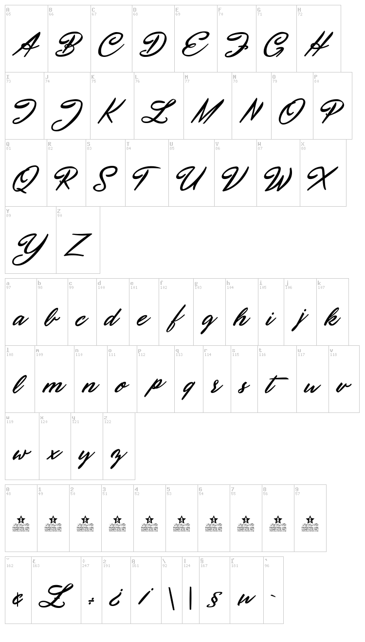September Five font map